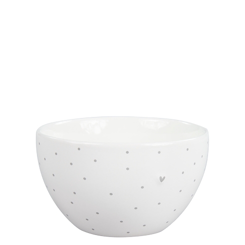 Schale White Little Dots and Heart grey