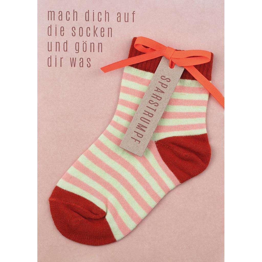 XL Sparstrumpfkarte Mach dich auf die Socken