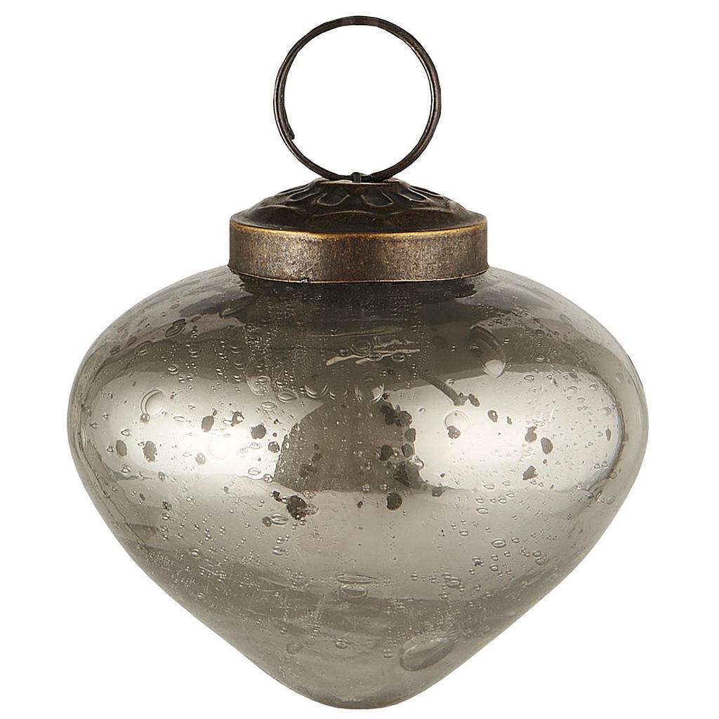 Weihnachtskugel Glas silber zwiebelförmig