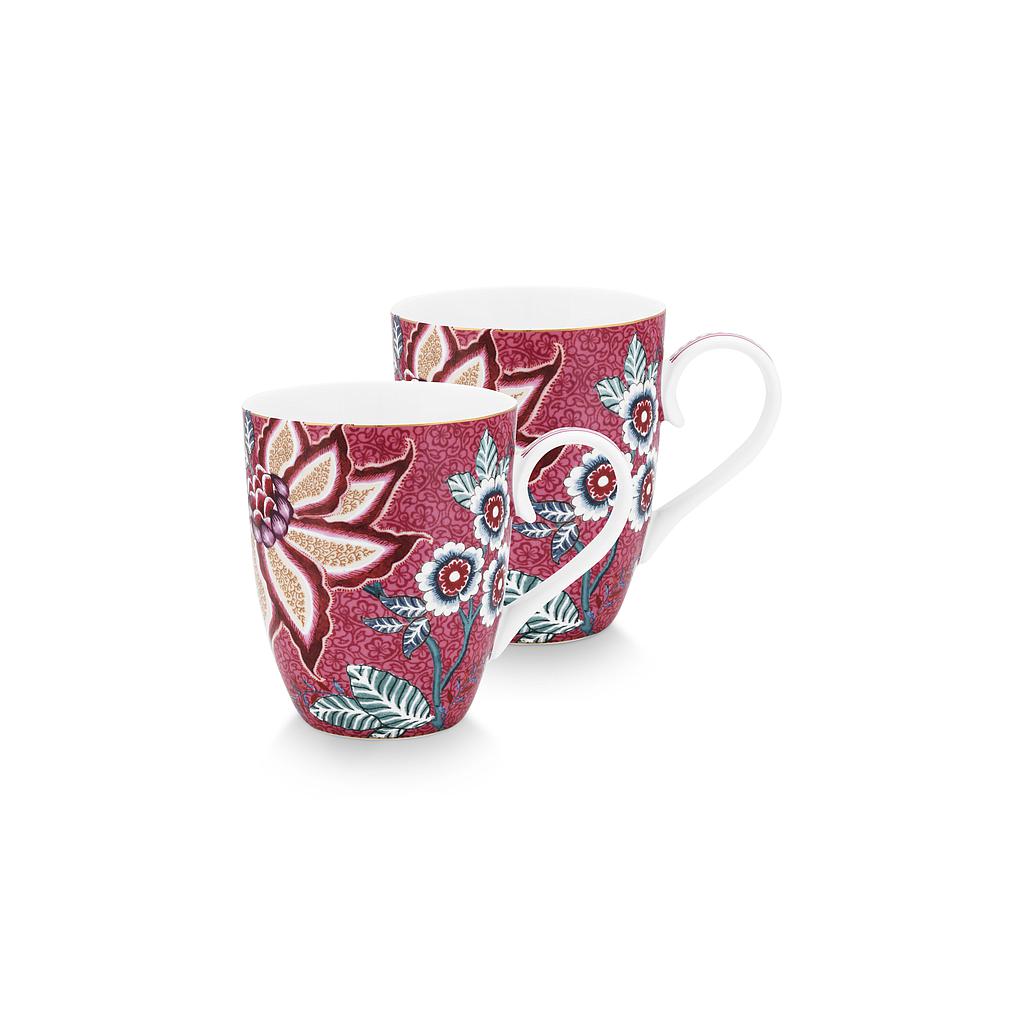 2er Set Becher L Flower Festival dark pink