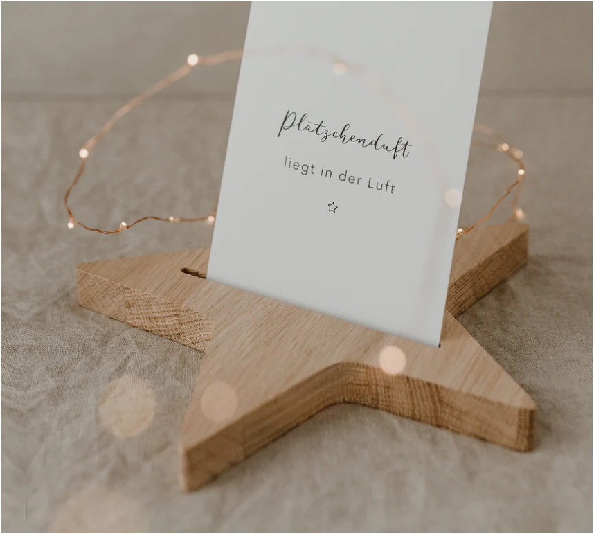 Kartenständer Stern Eichenholz