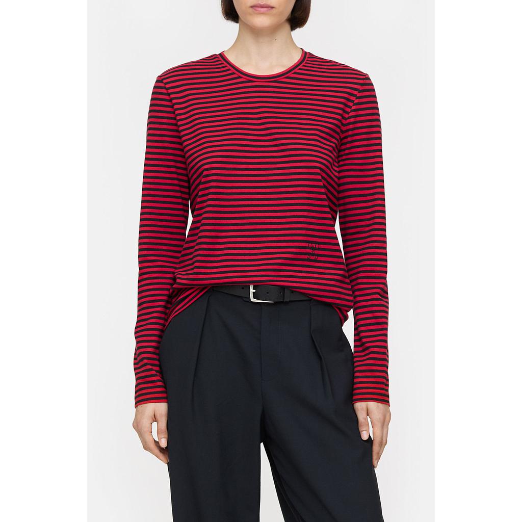 Shirt langarm gestreift chili peper red/ black