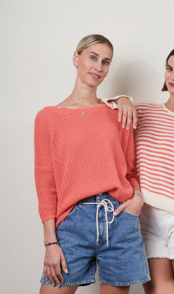 Kaschmir Pullover Bradlyn Pointelle cerise