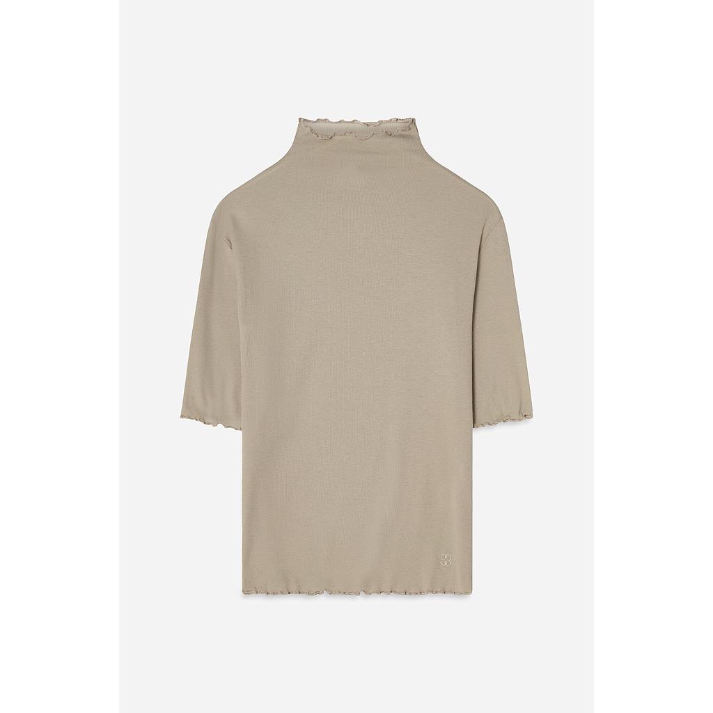 T-Shirt Rib Mock Neck moss grey