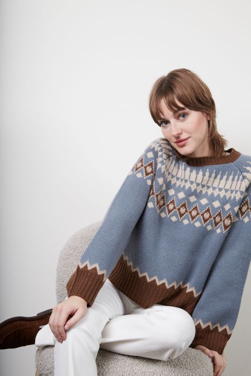 Kaschmir Jacquard Sweater Highgate sea pine