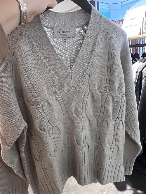 Kaschmir Zopf-Pullover Manley V-Ausschnitt flake