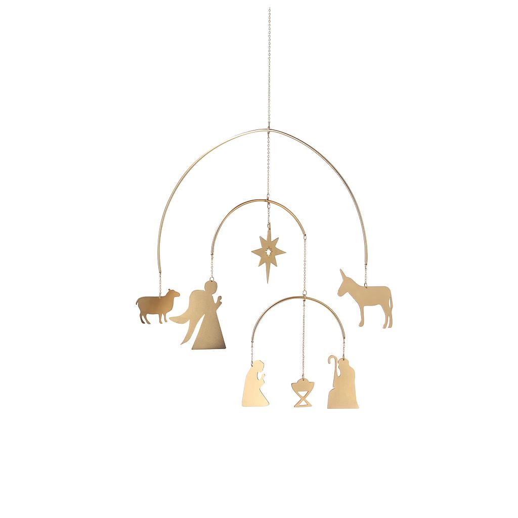 Weihnachtsmobile Krippe und Tiere gold