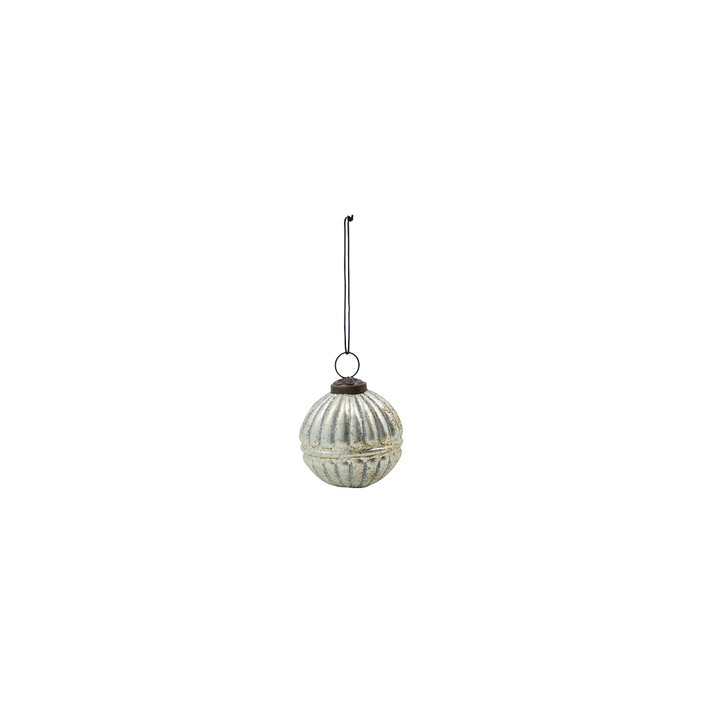 Weihnachtskugel Stripe Antik-Silber