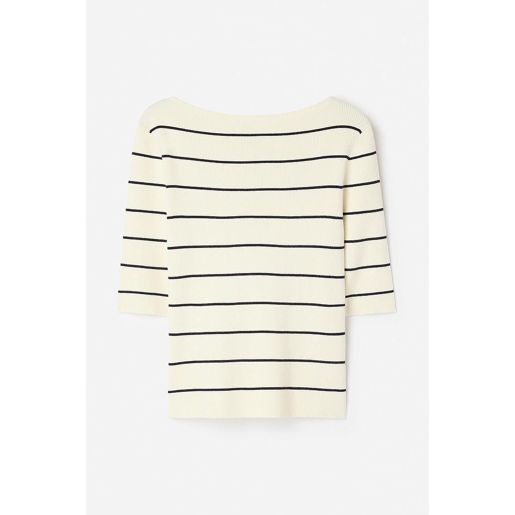 Rippshirt langarm gestreift white/ navy