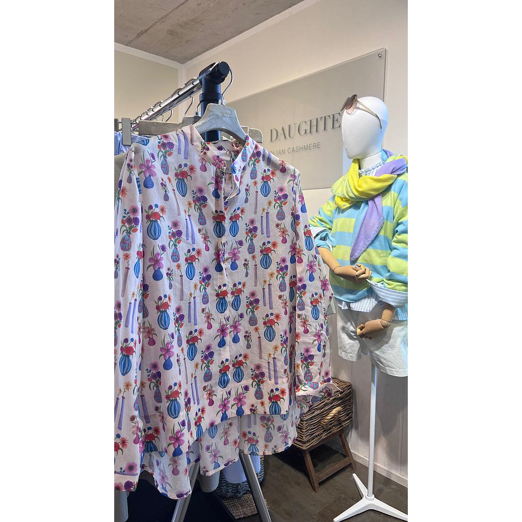 Bluse Bineta Flowers on white