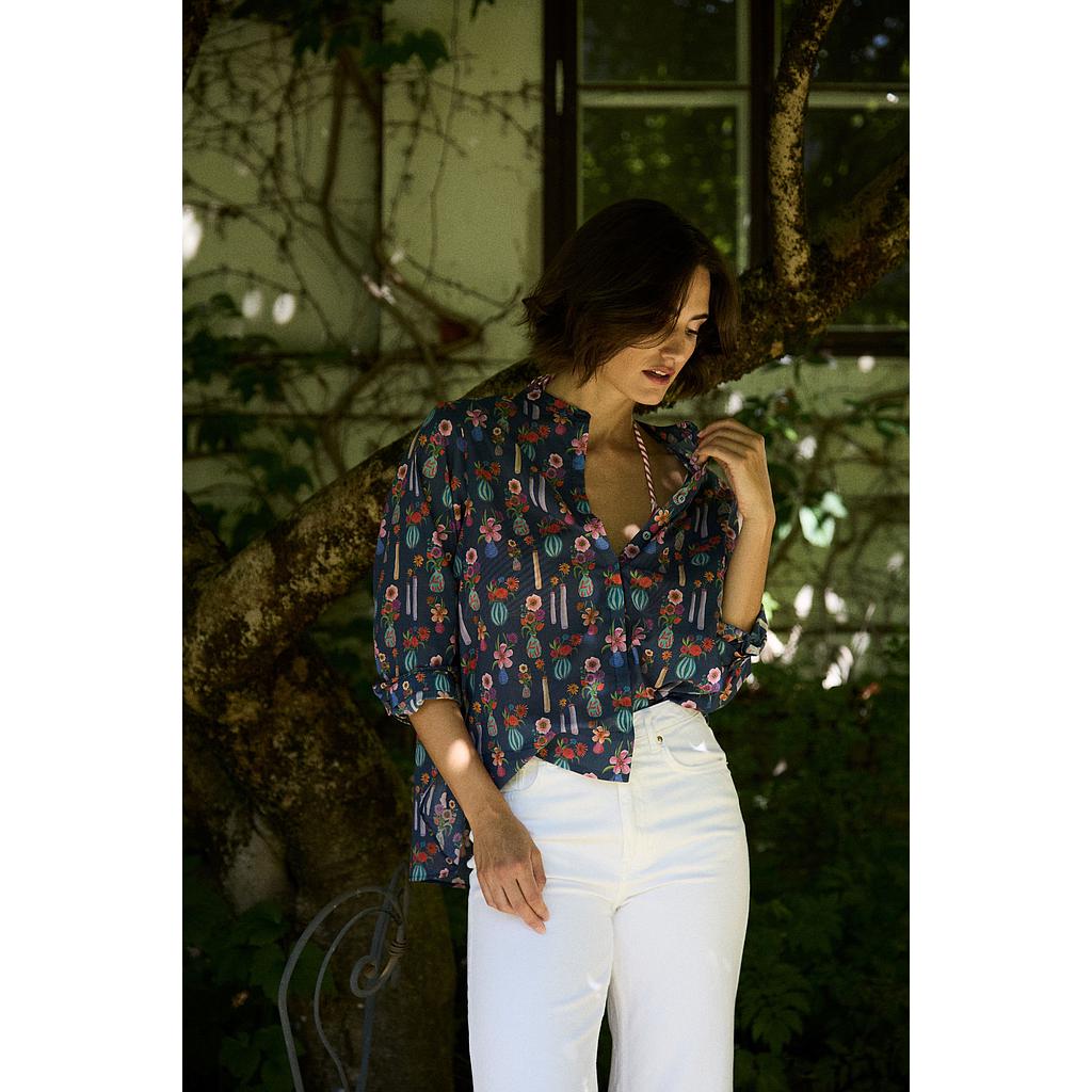 Bluse Nettuno Flowers on navy