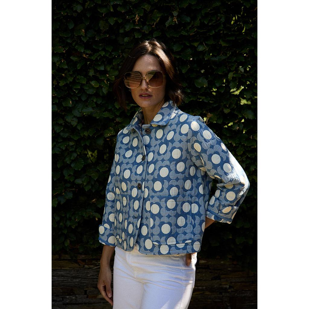 Jacke Naples Vichy Flower padded blue