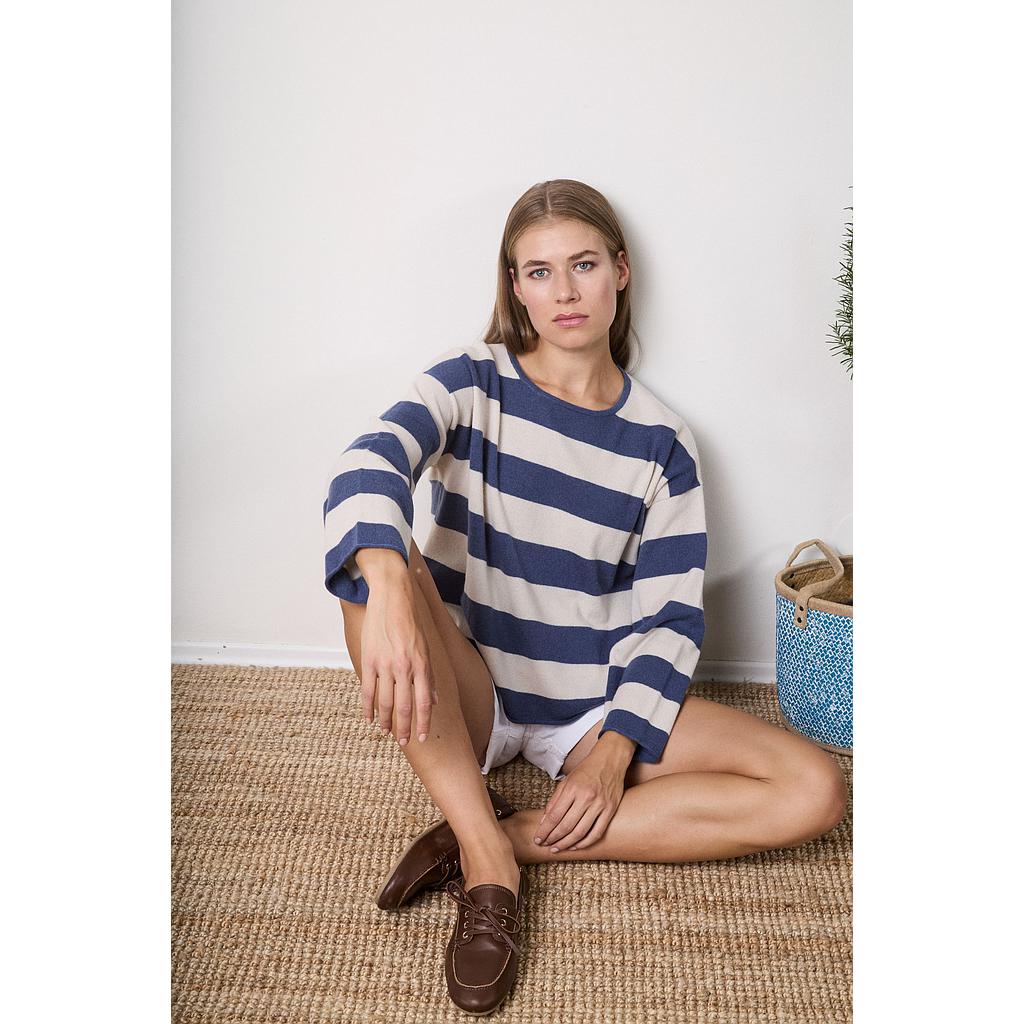 Kaschmirpullover Cirella boat neck riviera blue striped