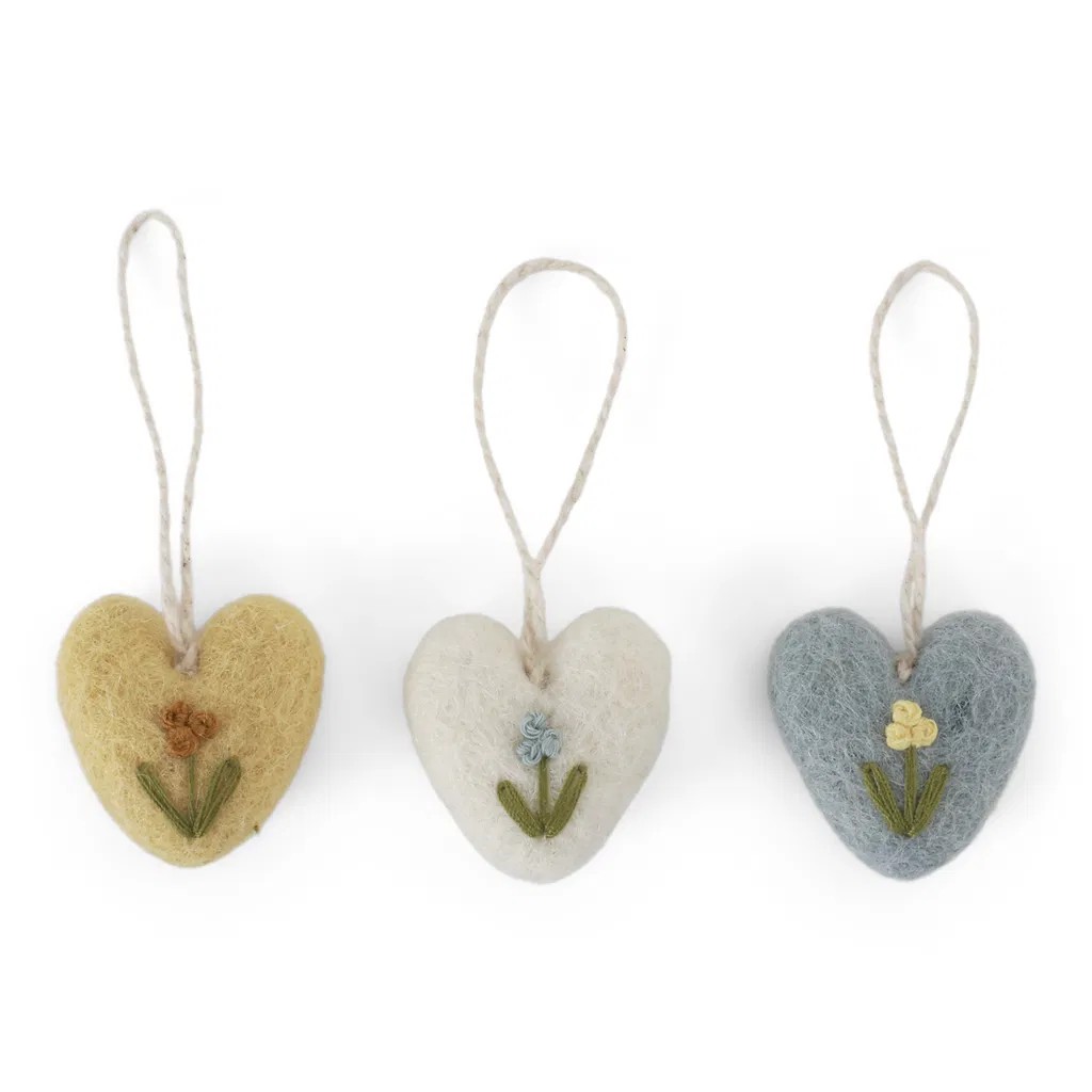 Anhänger Herz 3er Set Blumenmotiv Multi