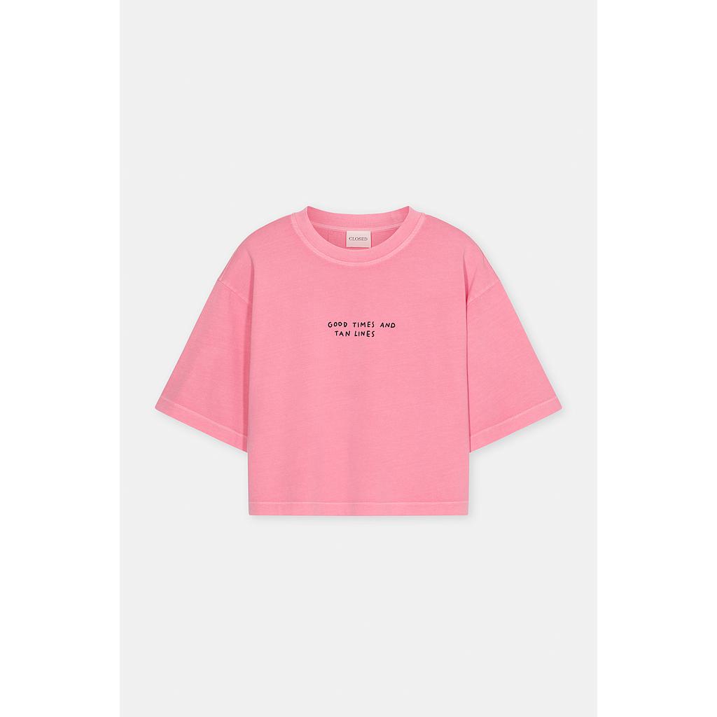 T-Shirt Cropped Boxy peony pink