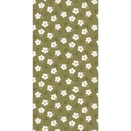 Serviette Blumen grün/weiß