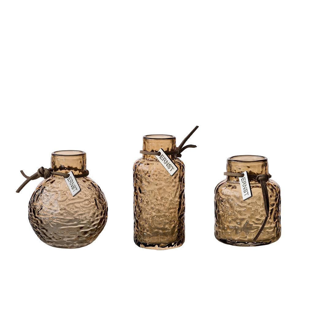 Minivasen 3er Set Struktur Amber