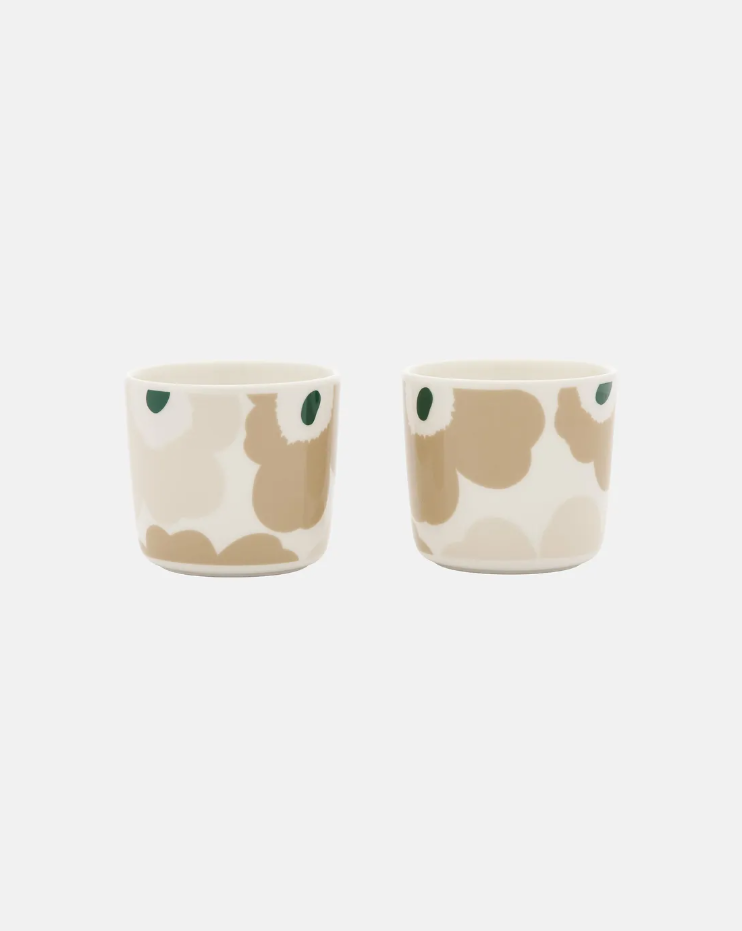Becher UNIKKO 2er Set beige/ weiß/ grün