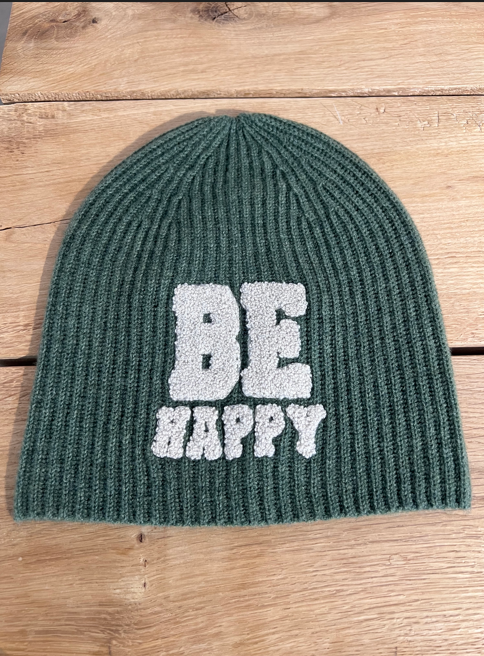 Kaschmirmütze BE HAPPY avocado