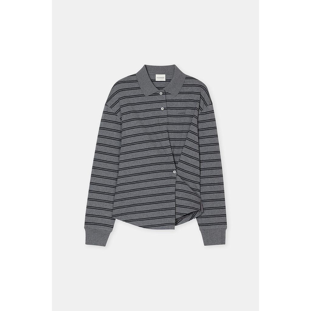 Polo-Shirt mit Wickeldetail dark grey melange