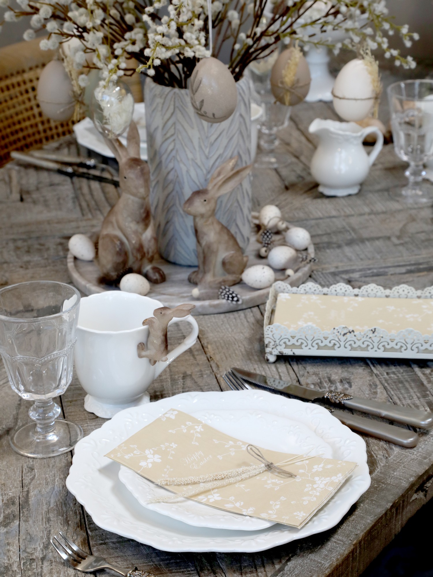 Serviette mit Blumen Happy Easter