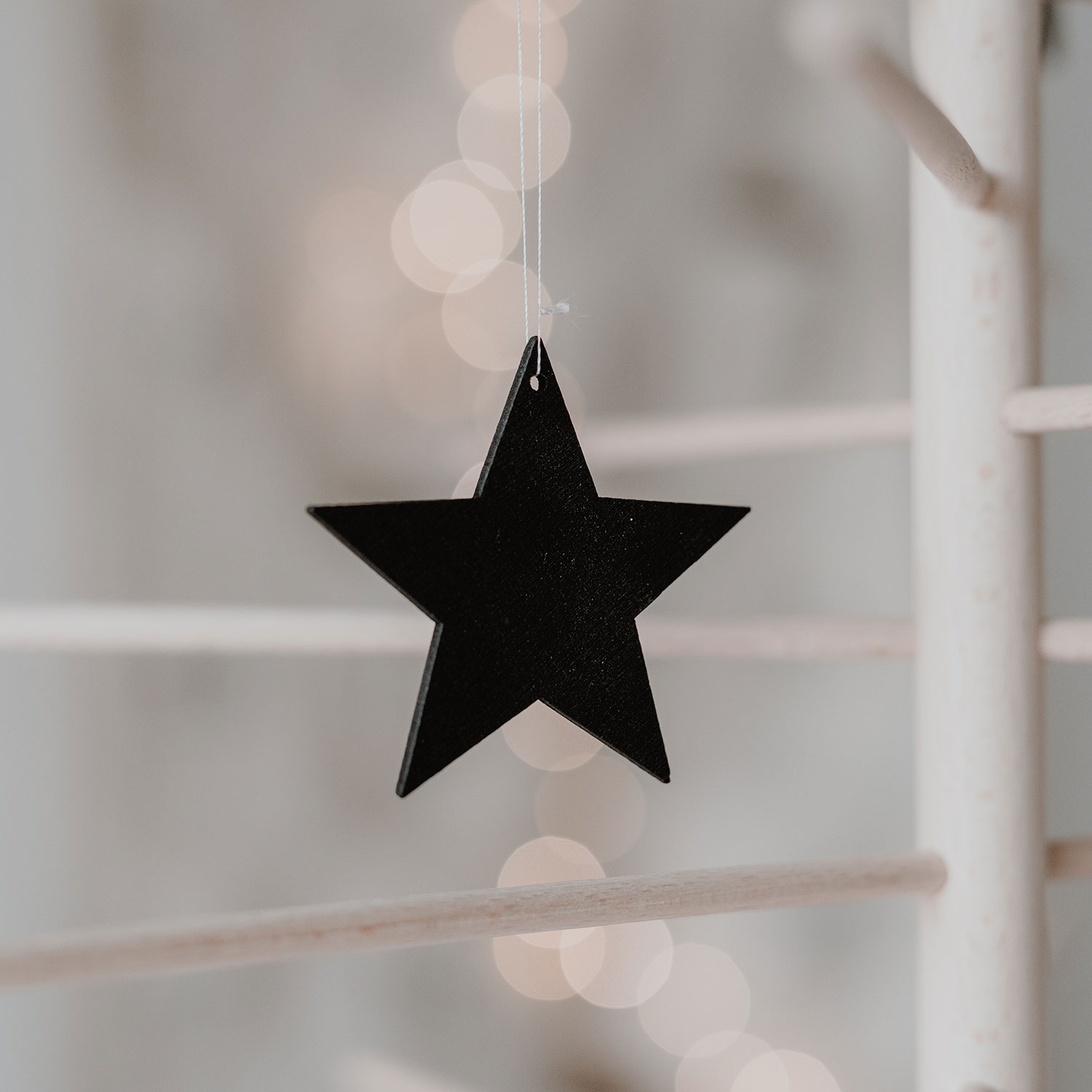 Holzanhänger 8er -  Set Stern schwarz