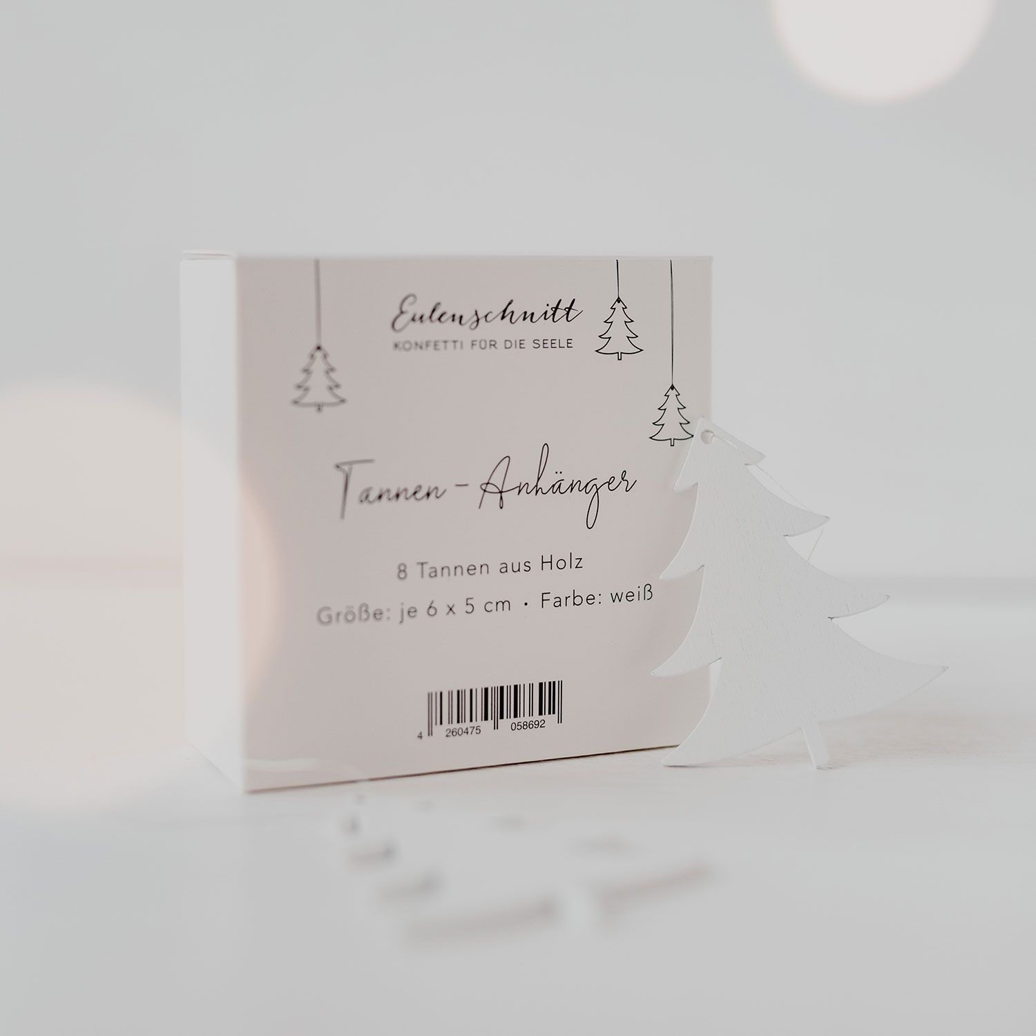 Holzanhänger 8er -  Set Tanne weiß