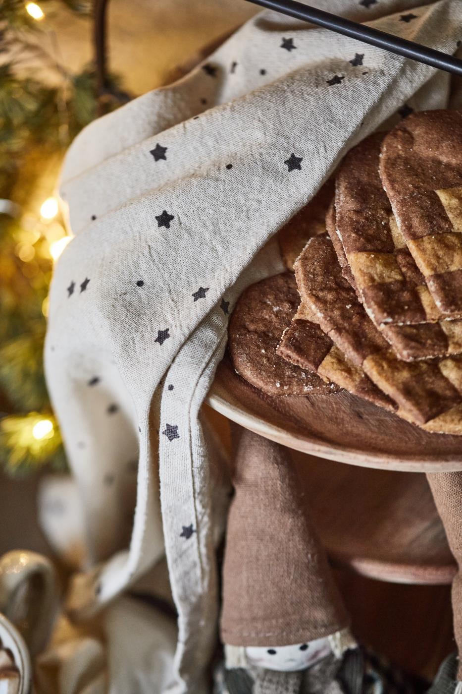 Geschirrtuch Noah natur mit grauen Sternen