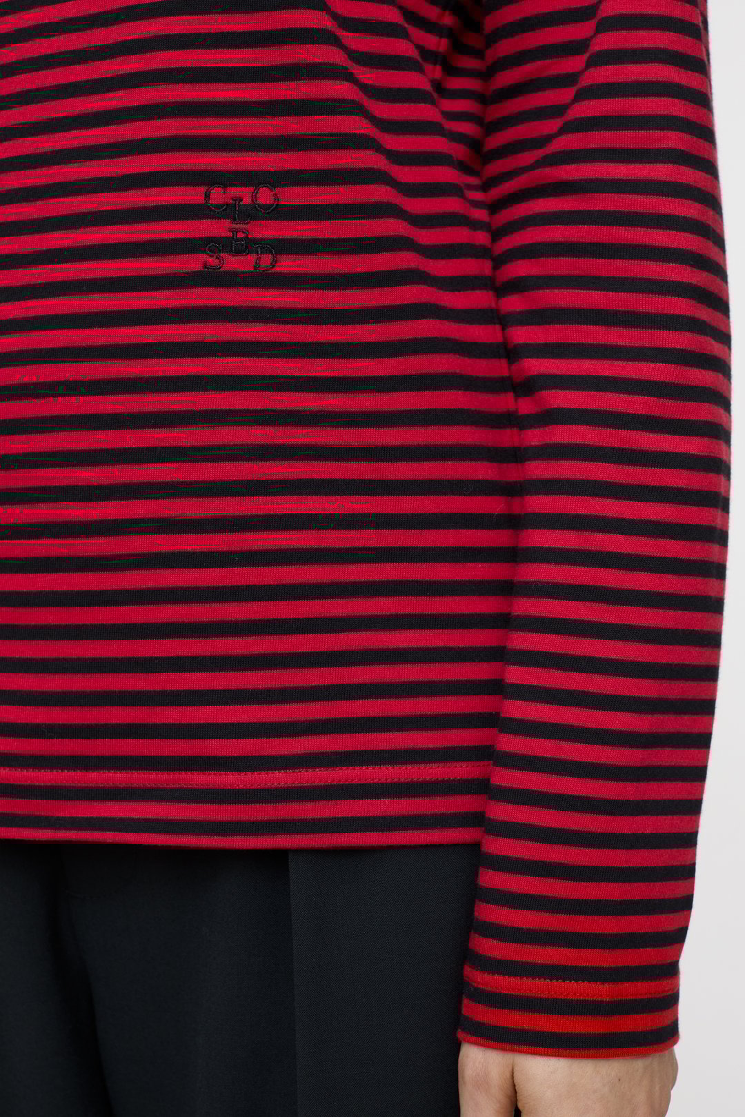 Shirt langarm gestreift chili peper red/ black