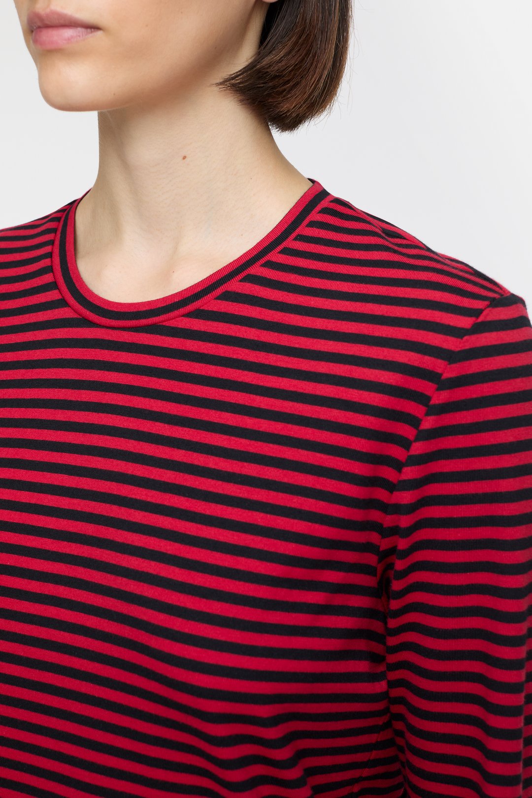 Shirt langarm gestreift chili peper red/ black