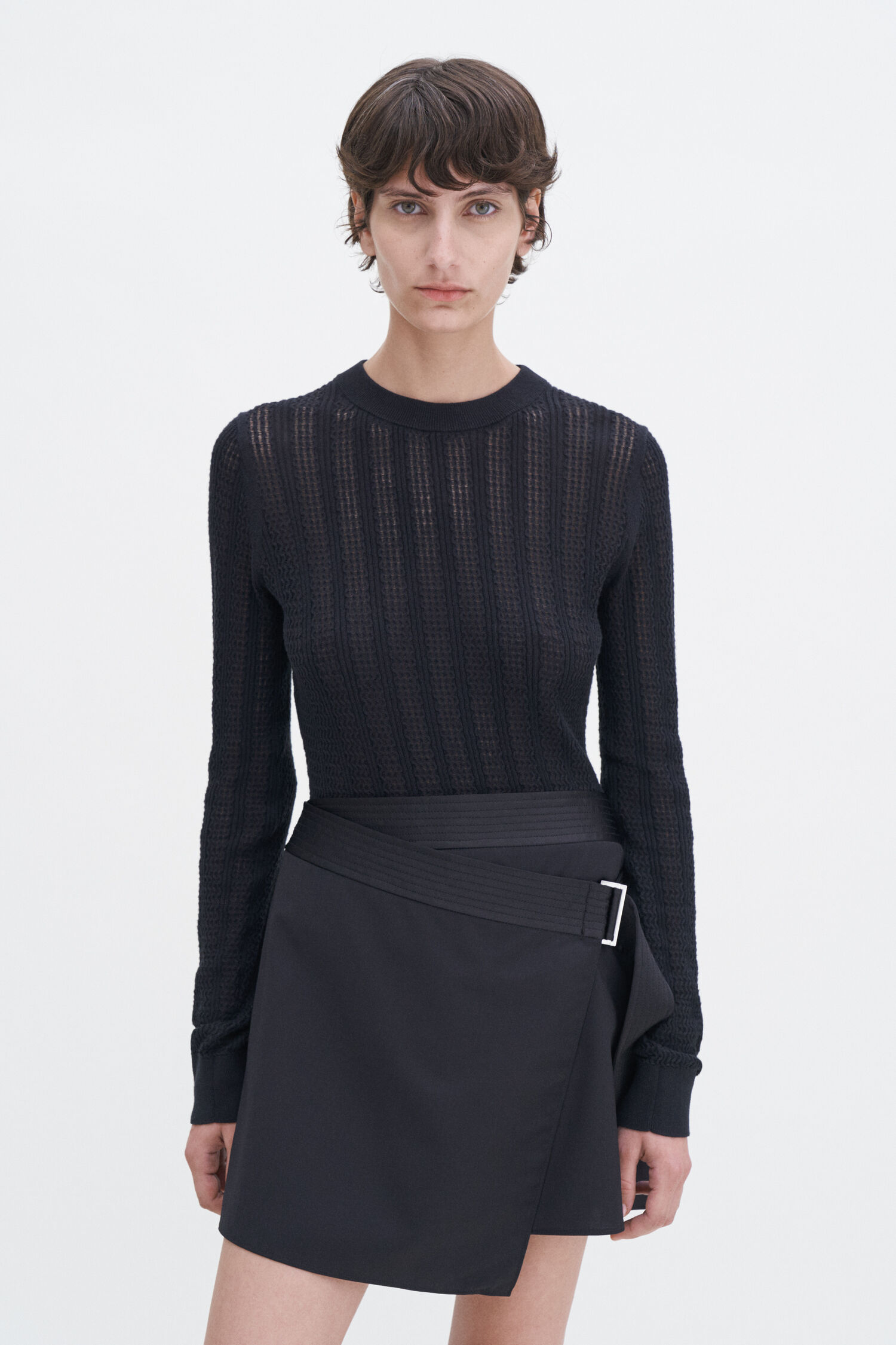 Top Lace Baumwollstrick black