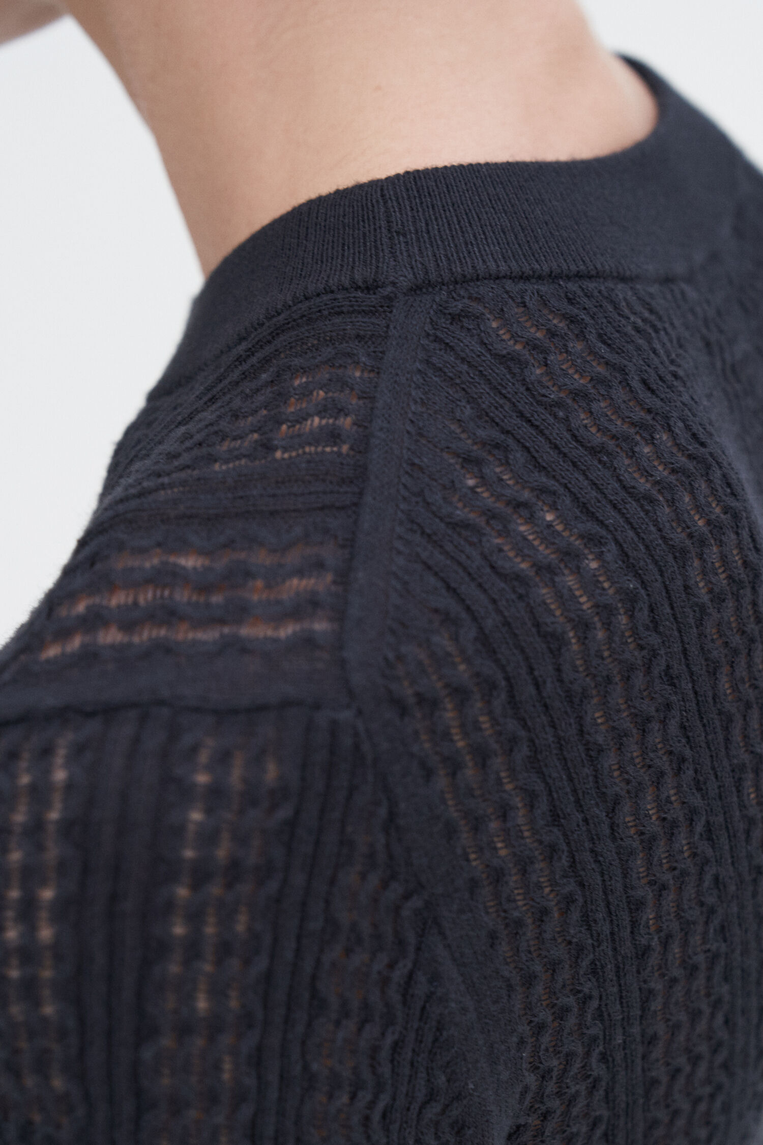 Top Lace Baumwollstrick black