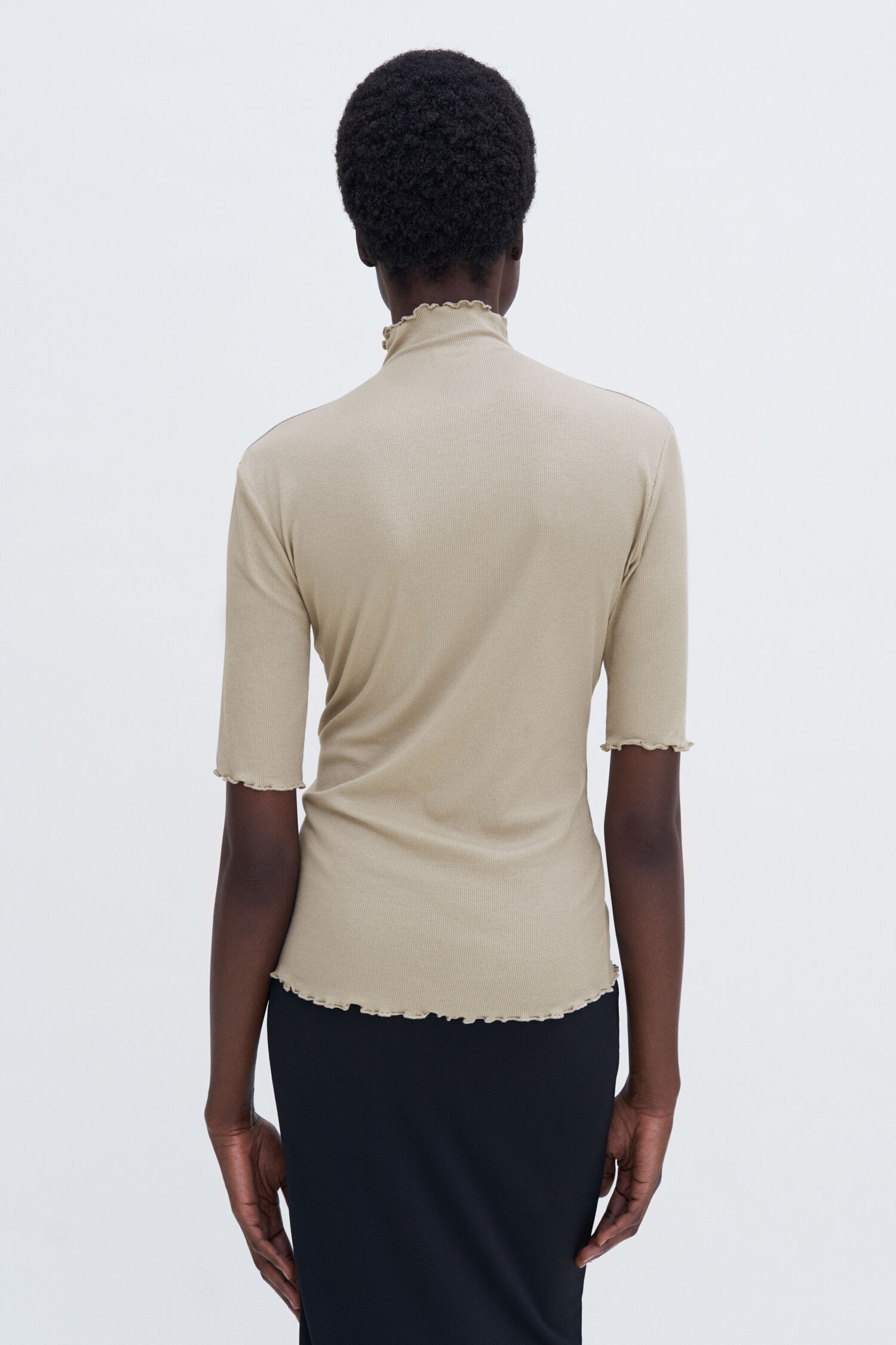 T-Shirt Rib Mock Neck moss grey