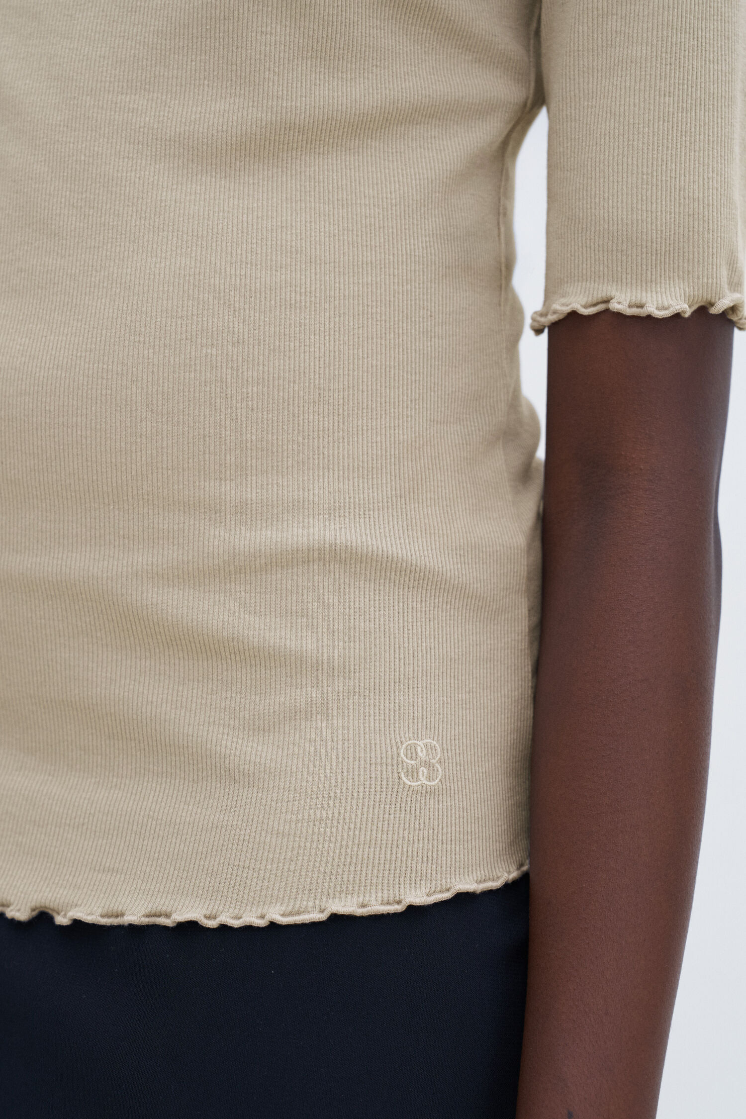 T-Shirt Rib Mock Neck moss grey