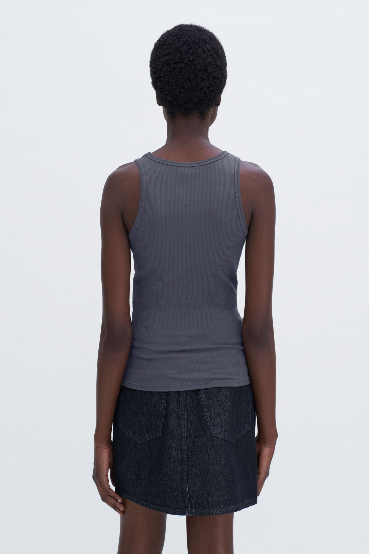 T-Shirt Fine Rib charcoal grey