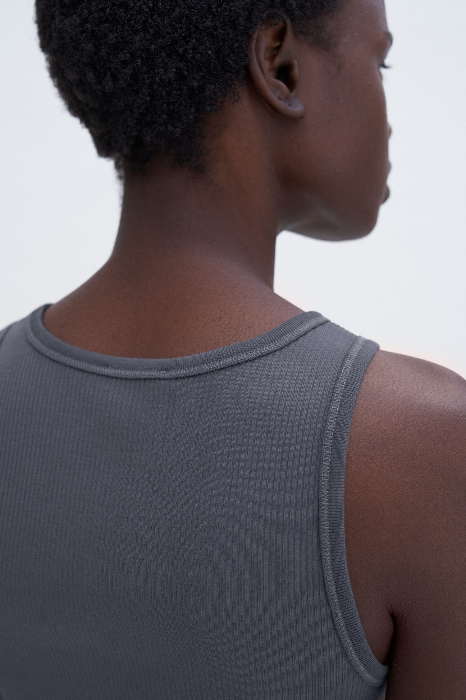 T-Shirt Fine Rib charcoal grey