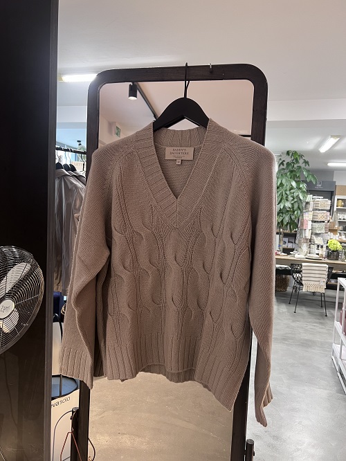 Kaschmir Zopf-Pullover Manley V-Ausschnitt flake