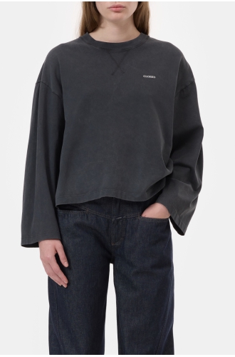 Shirt langarm Crewneck black