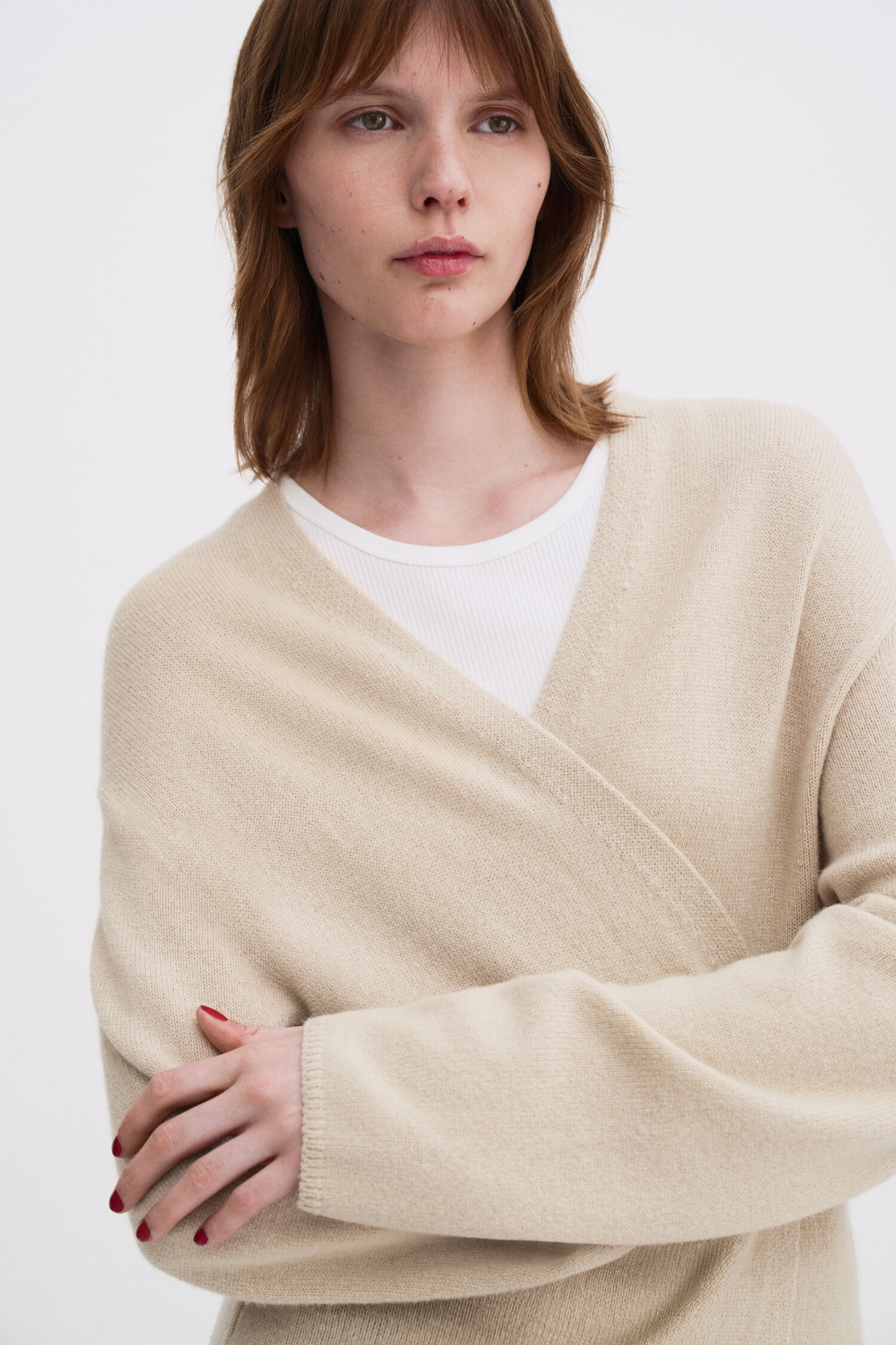 Cardigan Wolle/ Cashmere pearl beige