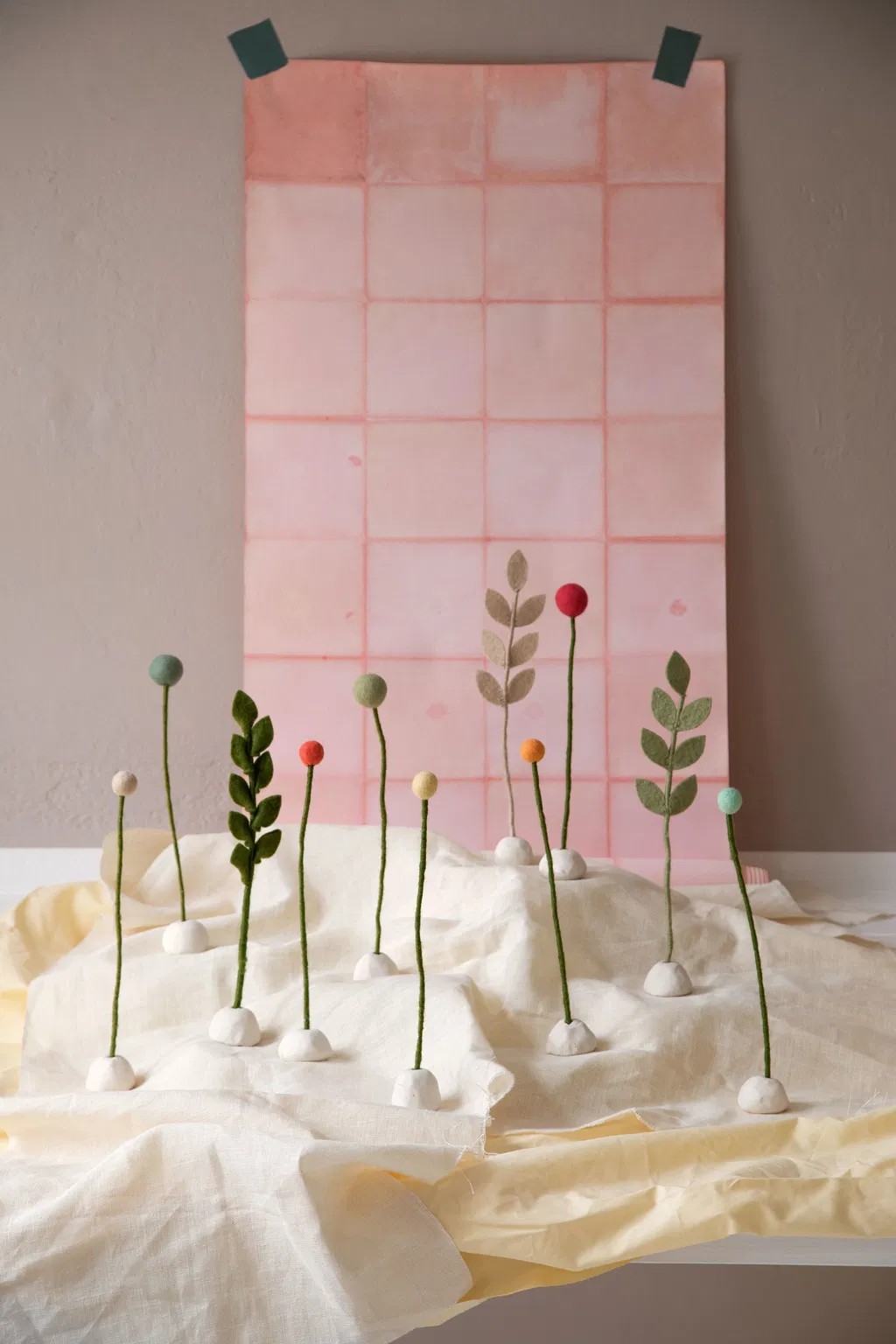 Filzzweig spitze Blätter Dusty Rose