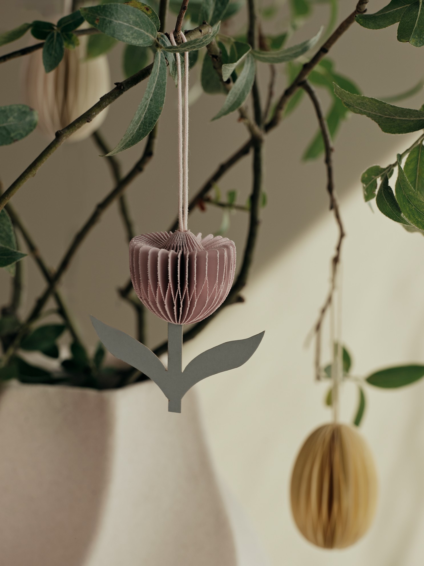 Papieranhänger Tulpe Rose Pink/Sage Green