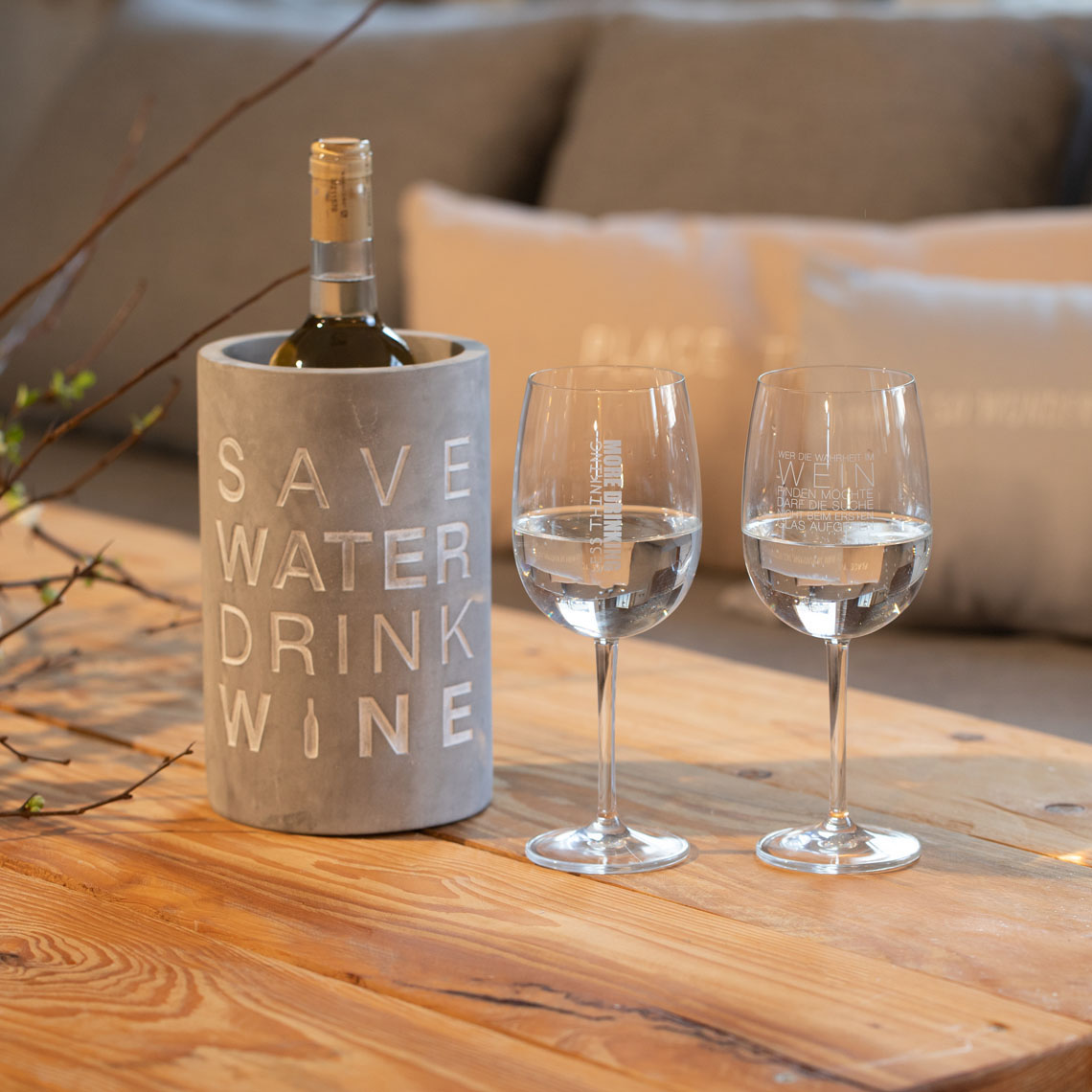 POESIE ET TABLE Vino Beton Flaschenkühler "Save water"
