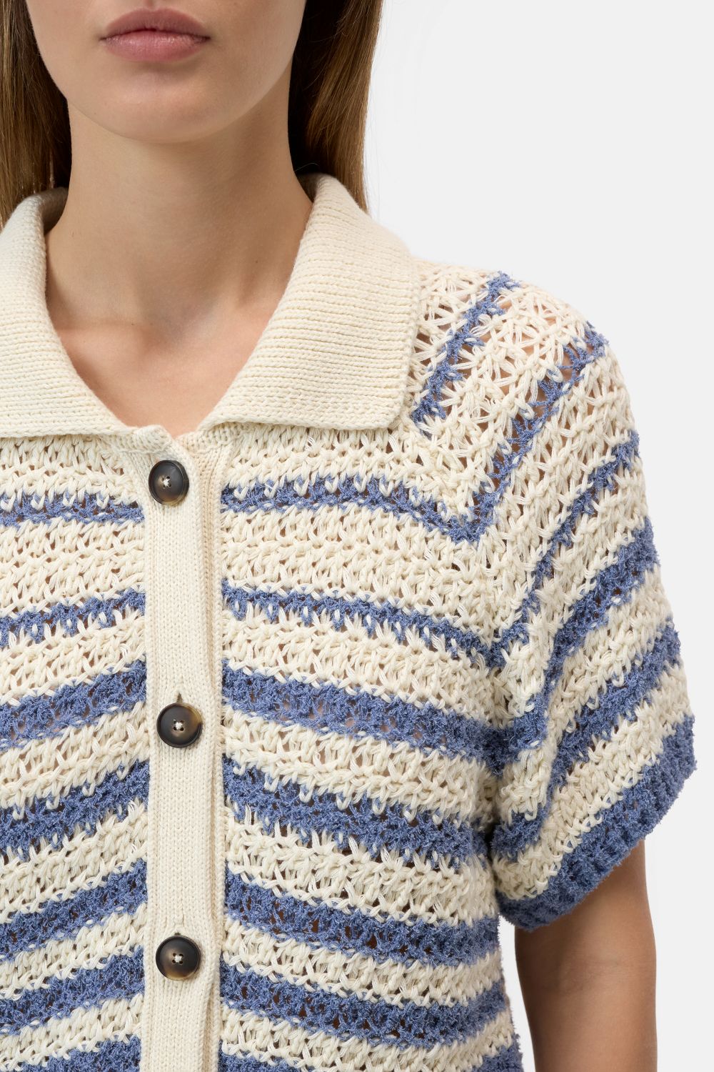 T-Shirt Polo Cardigan stone blue