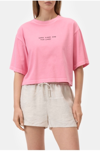 T-Shirt Cropped Boxy peony pink
