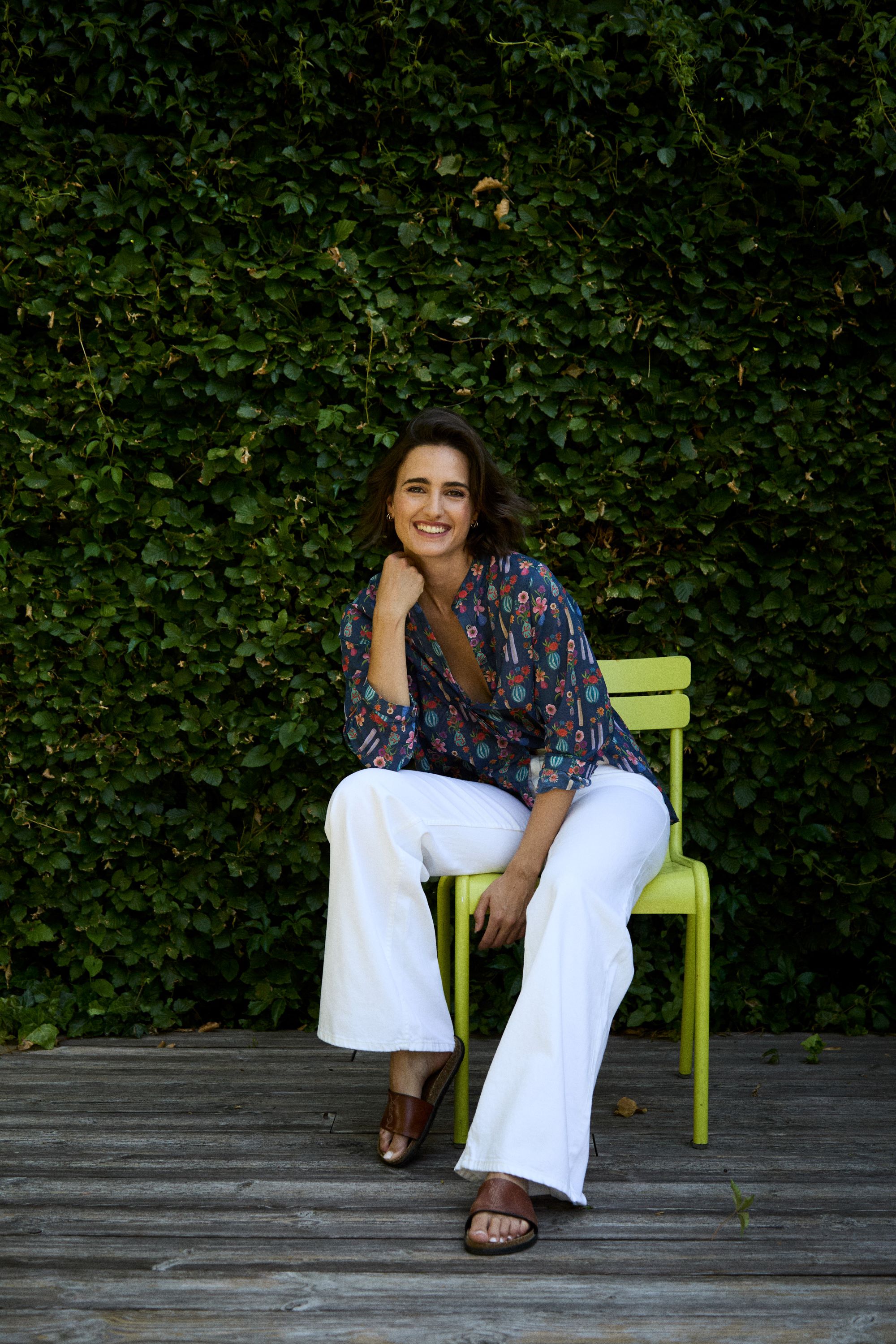 Bluse Nettuno Flowers on navy