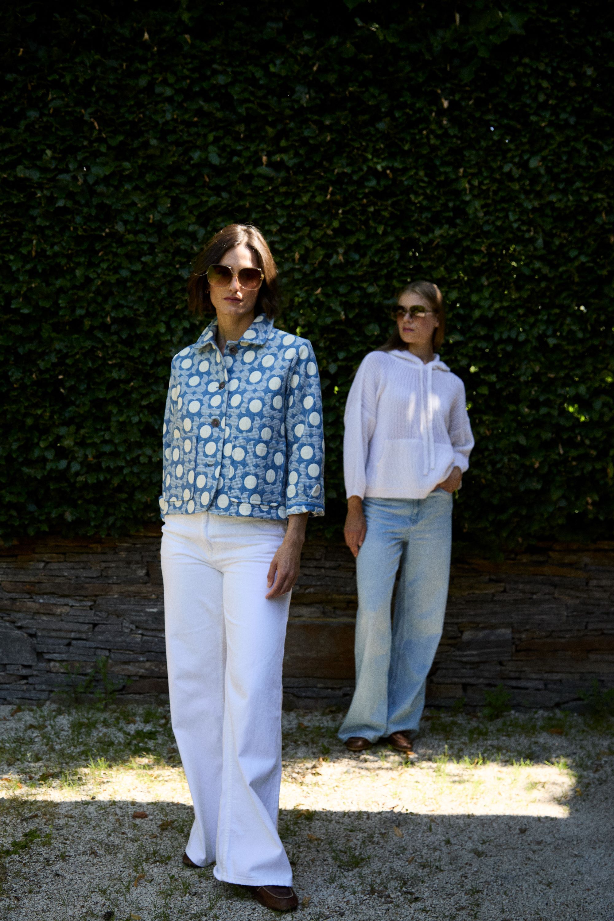 Jacke Naples Vichy Flower padded blue