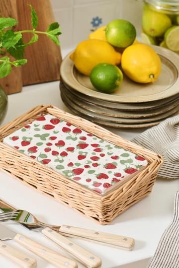 Serviette Erdbeermotiv