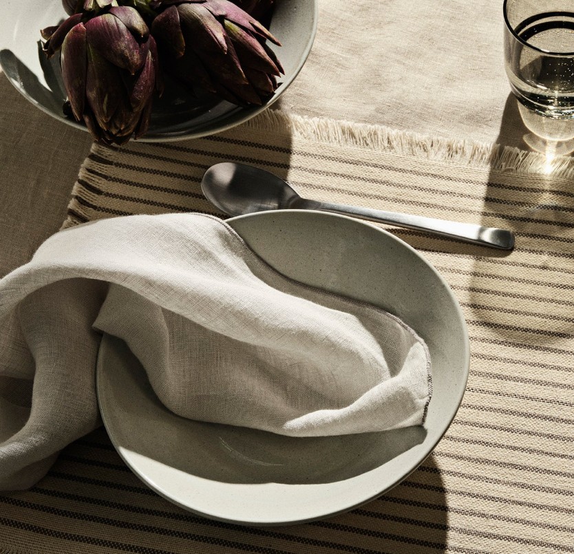 Stoffserviette Gracie grau/grün