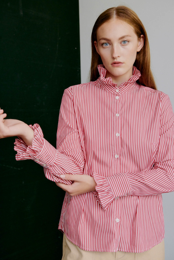 Bluse ANJA red white stripe