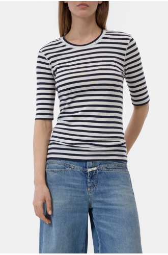 T-Shirt Baumwoll-Modal-Mix stripe dark night